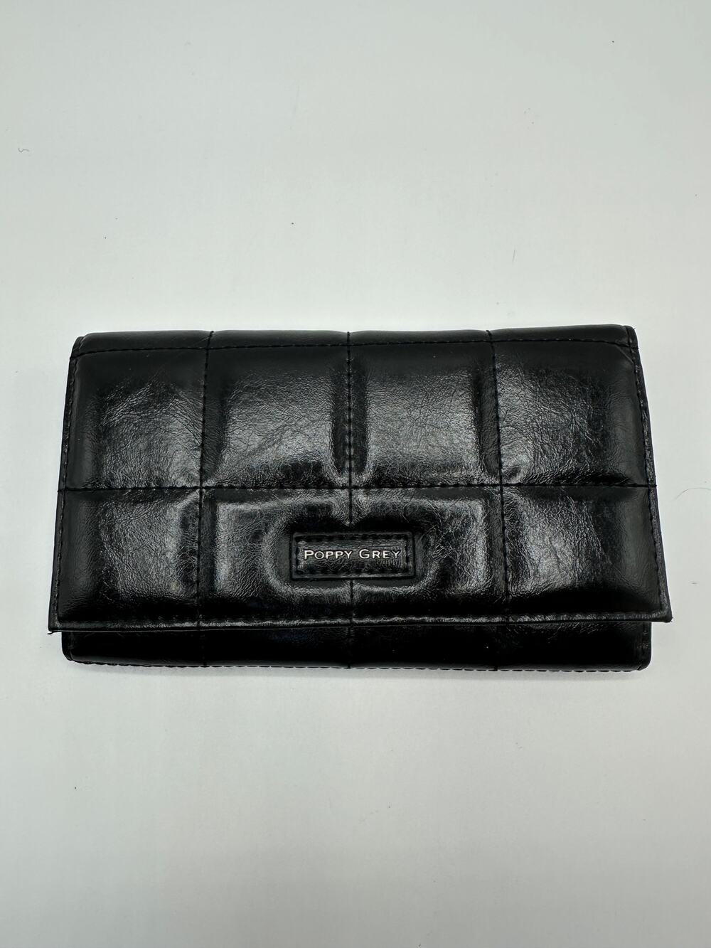 ✨ Poppy Grey Preston Large Black Quilted RFID Bifold Wallet - EUC ✨
